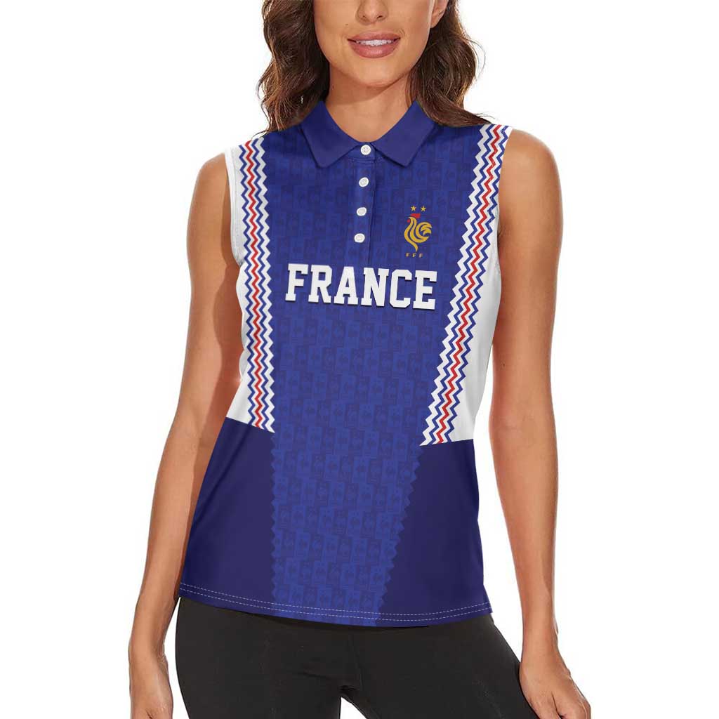 Custom World Football 2026 France Women Sleeveless Polo Shirt Allez Les Bleus Go Champions
