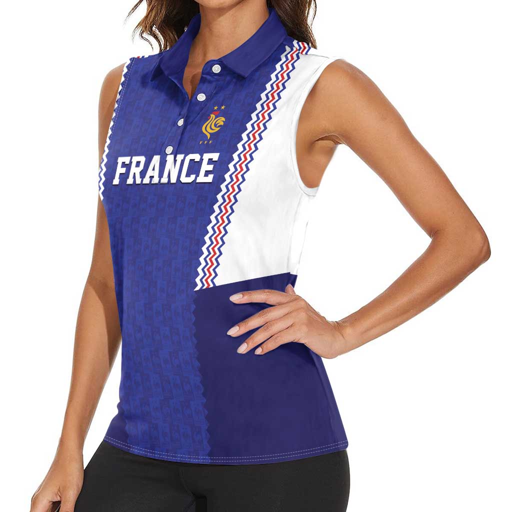 Custom World Football 2026 France Women Sleeveless Polo Shirt Allez Les Bleus Go Champions