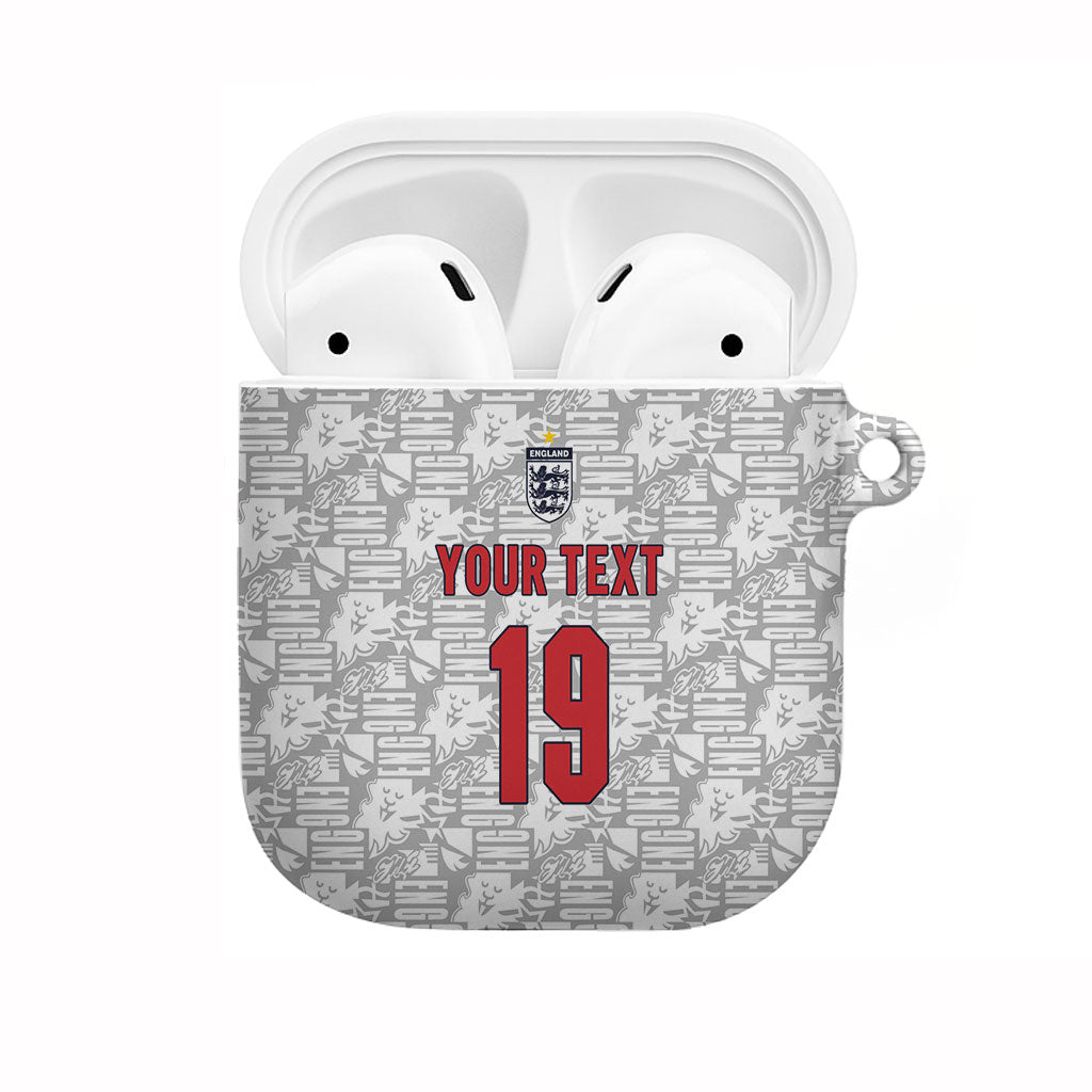 Custom World Football 2026 England AirPods Case Three Lions Monogram White Glory