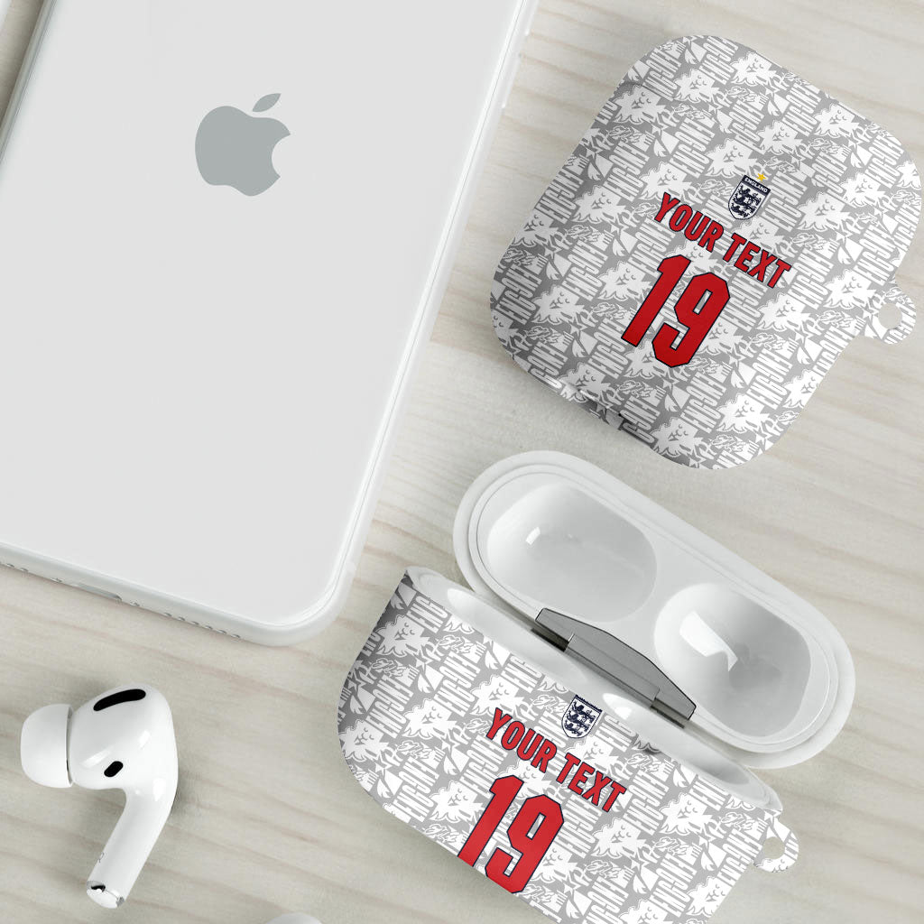 Custom World Football 2026 England AirPods Case Three Lions Monogram White Glory