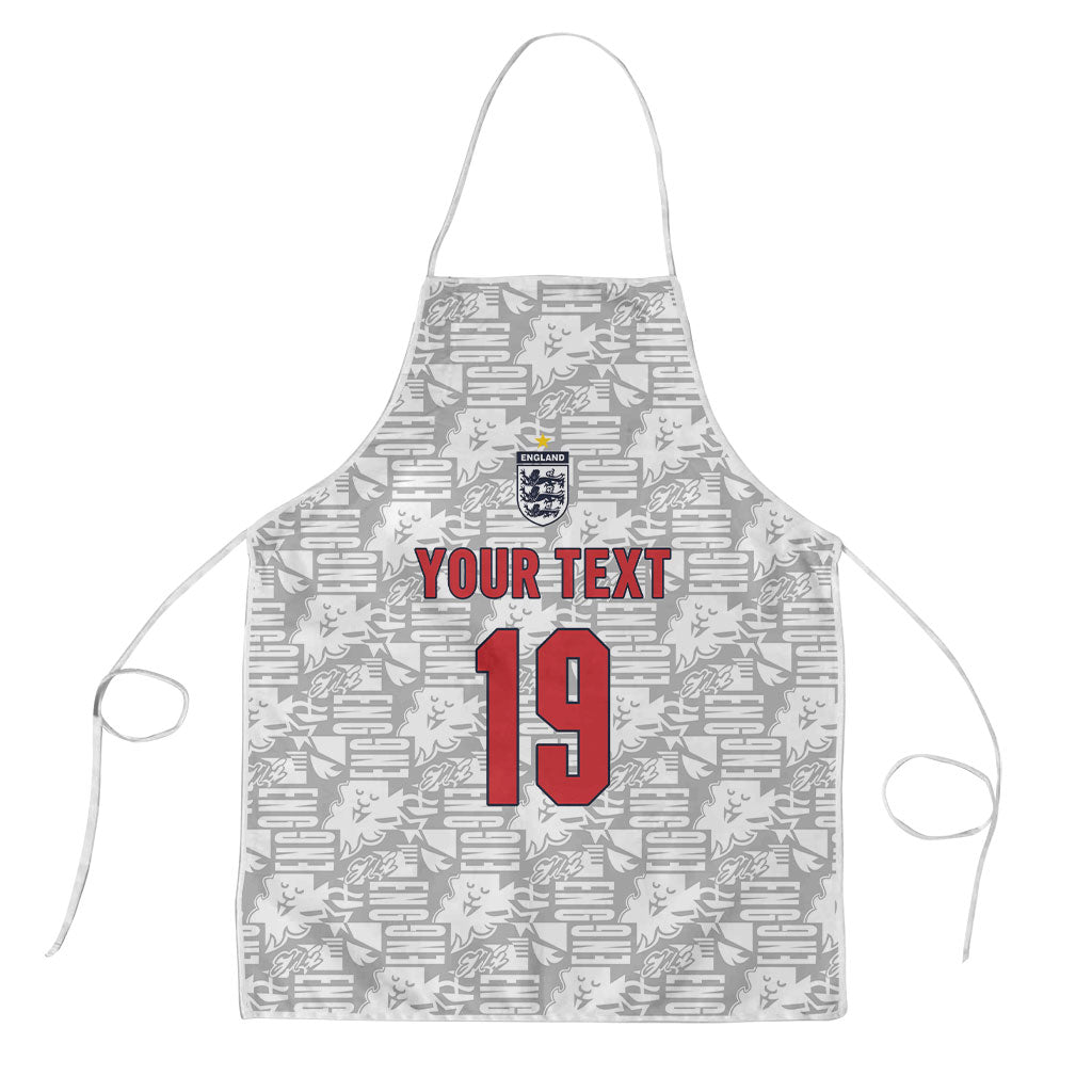 Custom World Football 2026 England Apron Three Lions Monogram White Glory