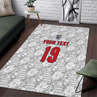 Custom World Football 2026 England Area Rug Three Lions Monogram White Glory