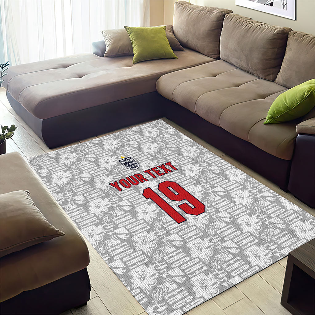 Custom World Football 2026 England Area Rug Three Lions Monogram White Glory
