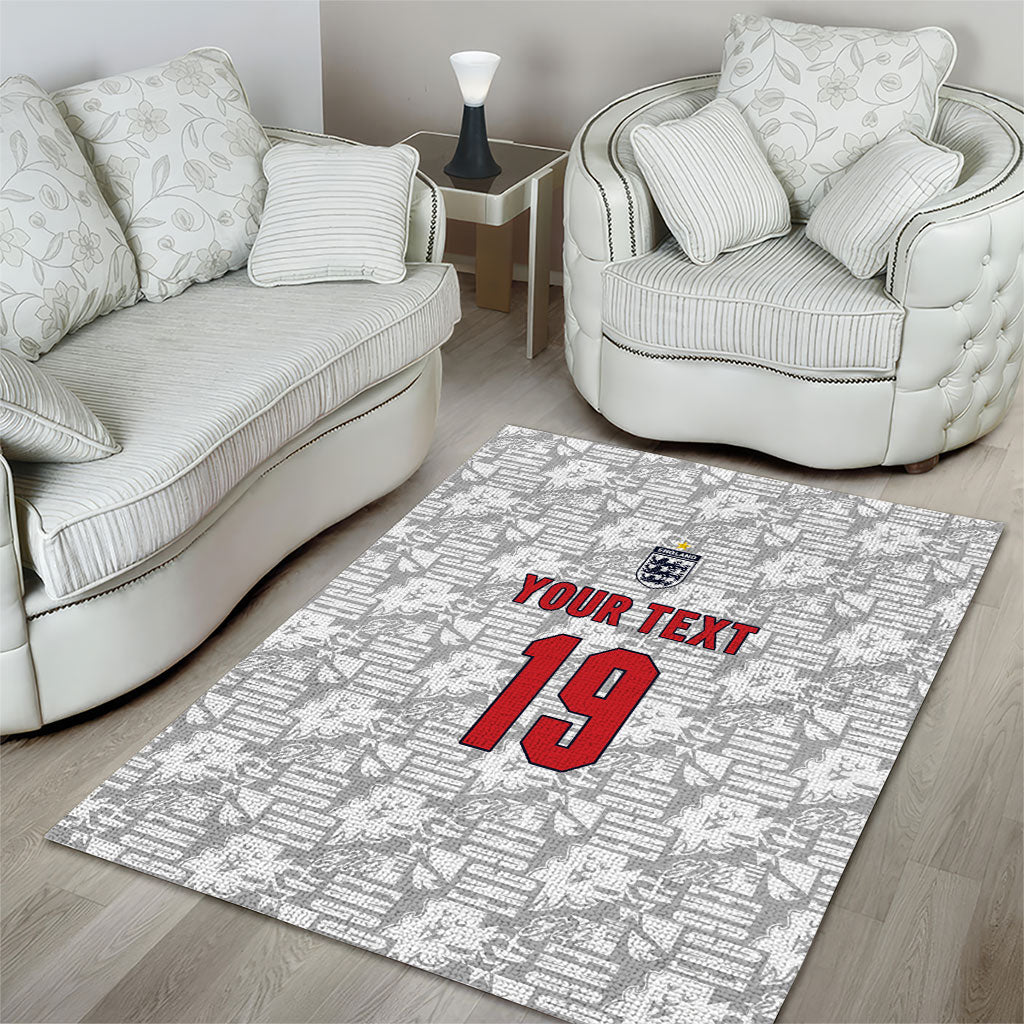 Custom World Football 2026 England Area Rug Three Lions Monogram White Glory