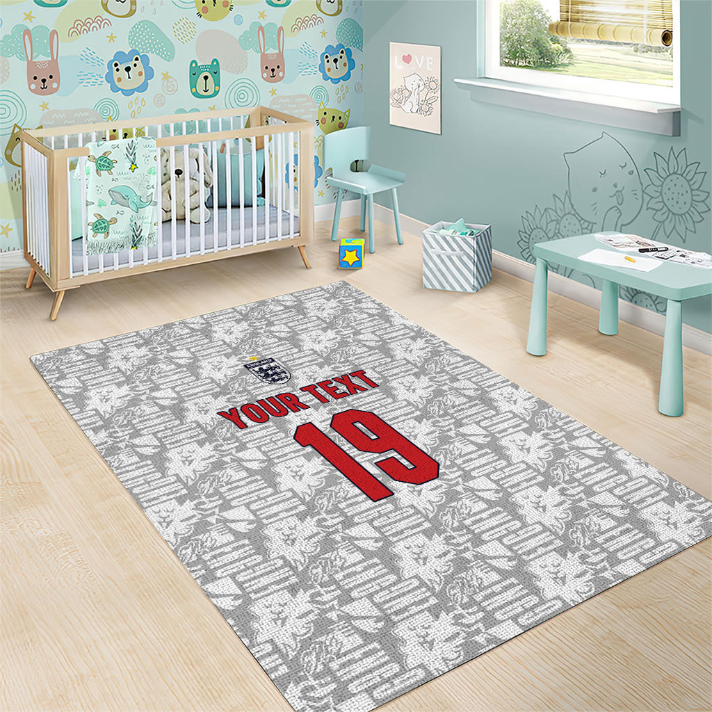 Custom World Football 2026 England Area Rug Three Lions Monogram White Glory