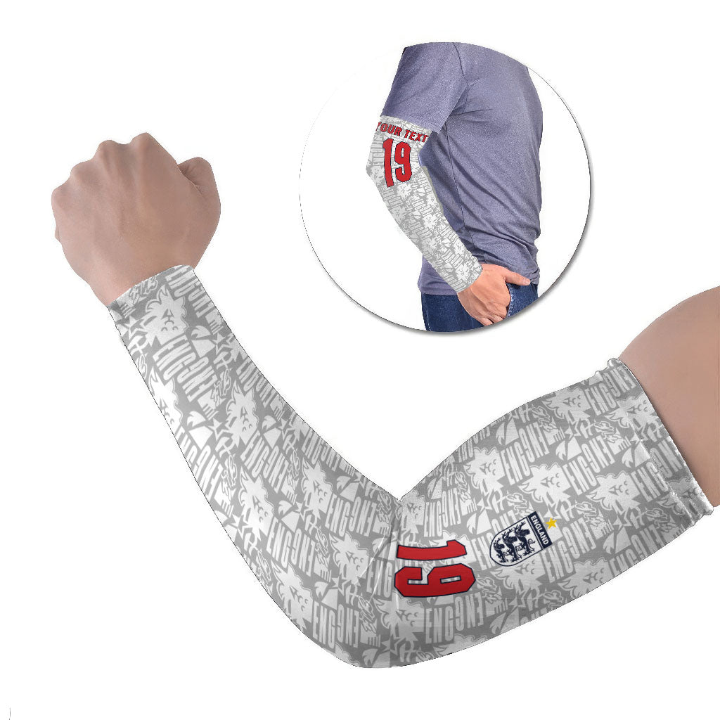 Custom World Football 2026 England Arm Sleeves Three Lions Monogram White Glory