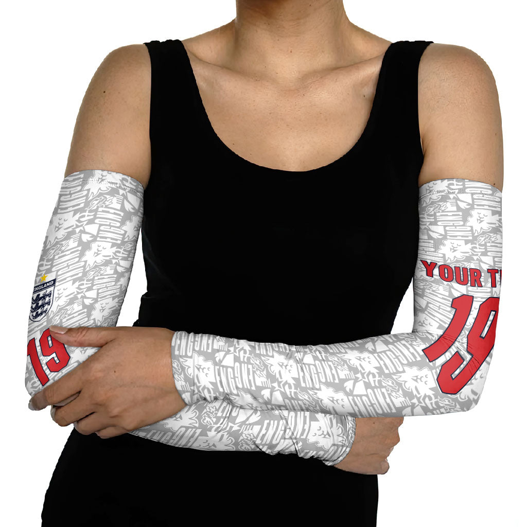 Custom World Football 2026 England Arm Sleeves Three Lions Monogram White Glory