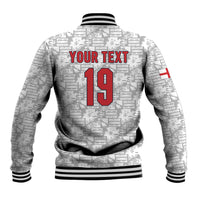 Custom World Football 2026 England Baseball Jacket Three Lions Monogram White Glory