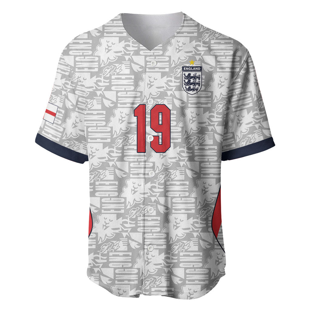 Custom World Football 2026 England Baseball Jersey Three Lions Monogram White Glory