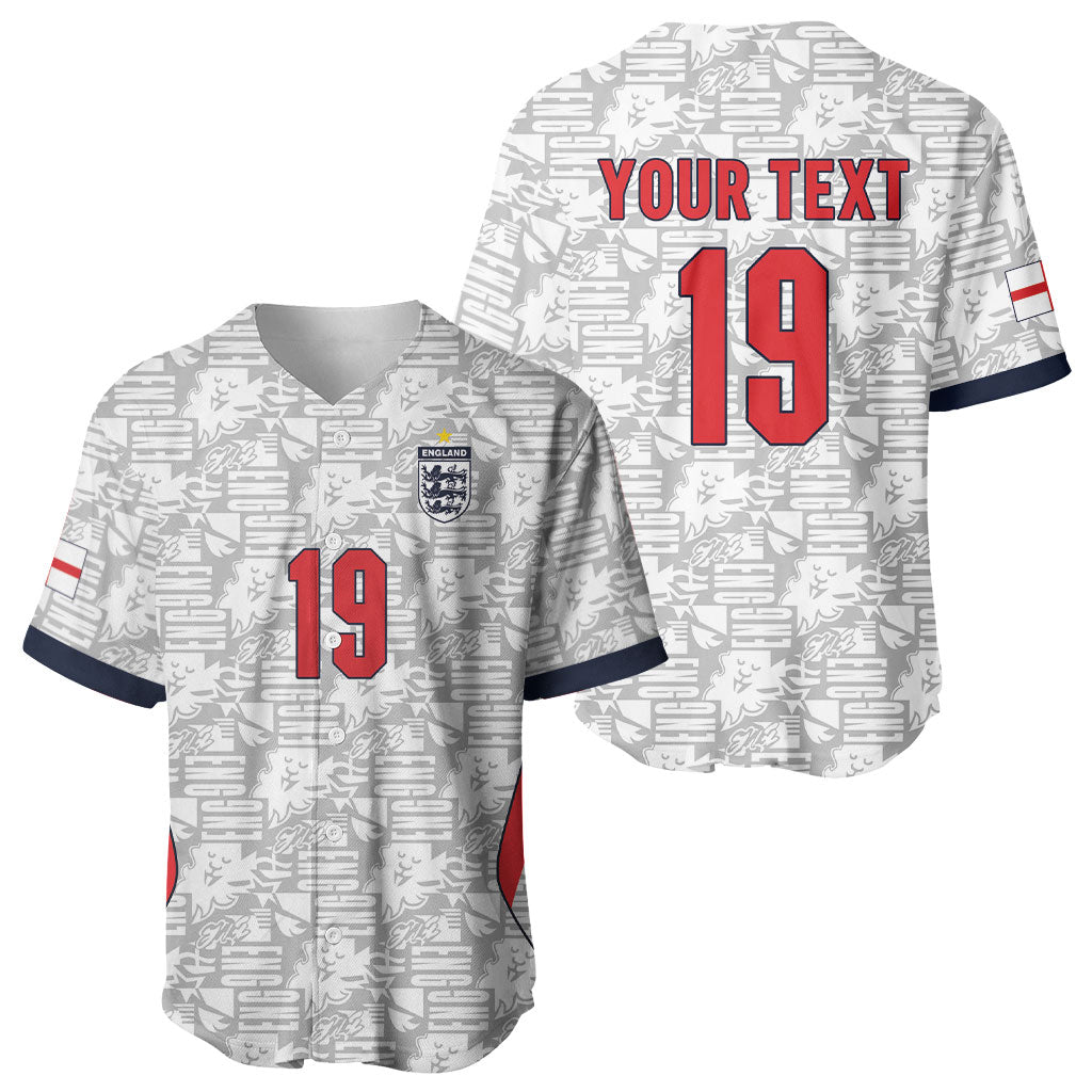 Custom World Football 2026 England Baseball Jersey Three Lions Monogram White Glory