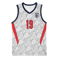 Custom World Football 2026 England Basketball Jersey Three Lions Monogram White Glory