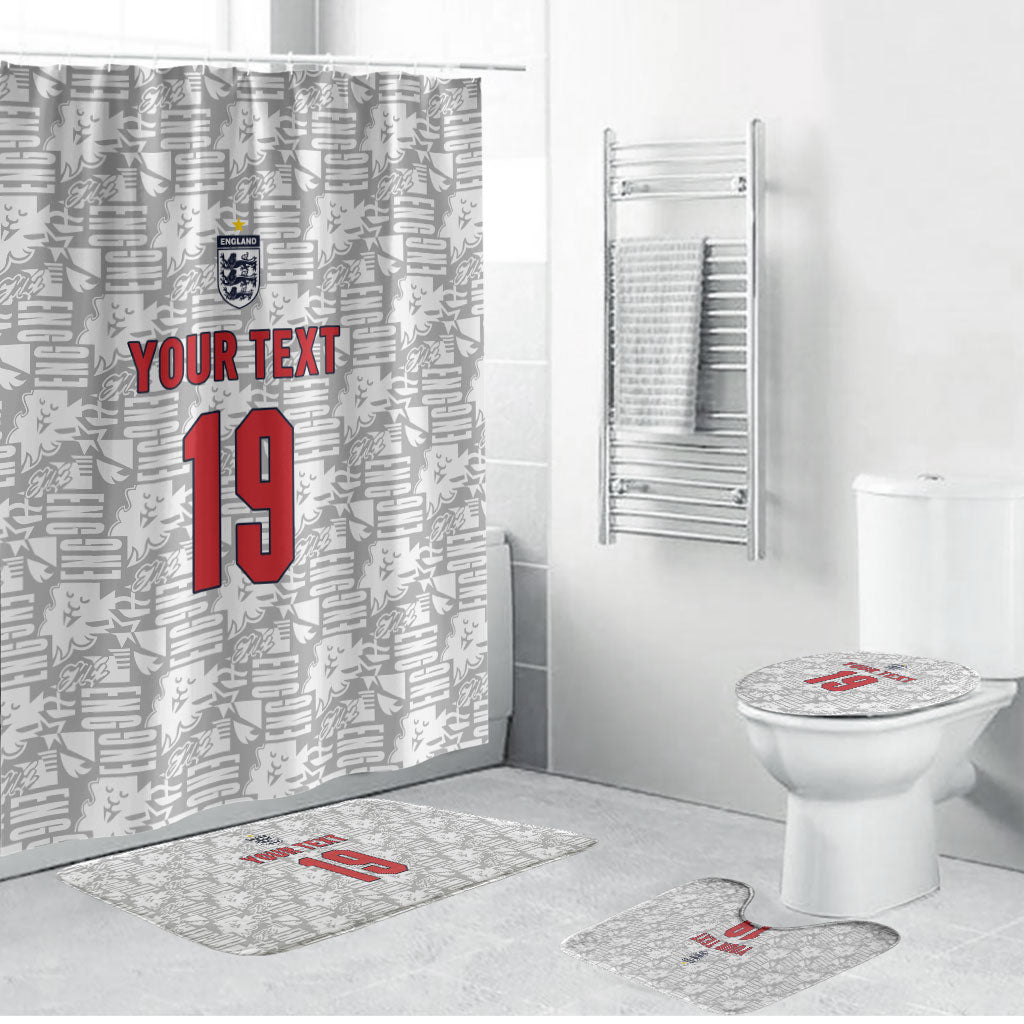 Custom World Football 2026 England Bathroom Set Three Lions Monogram White Glory