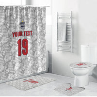 Custom World Football 2026 England Bathroom Set Three Lions Monogram White Glory
