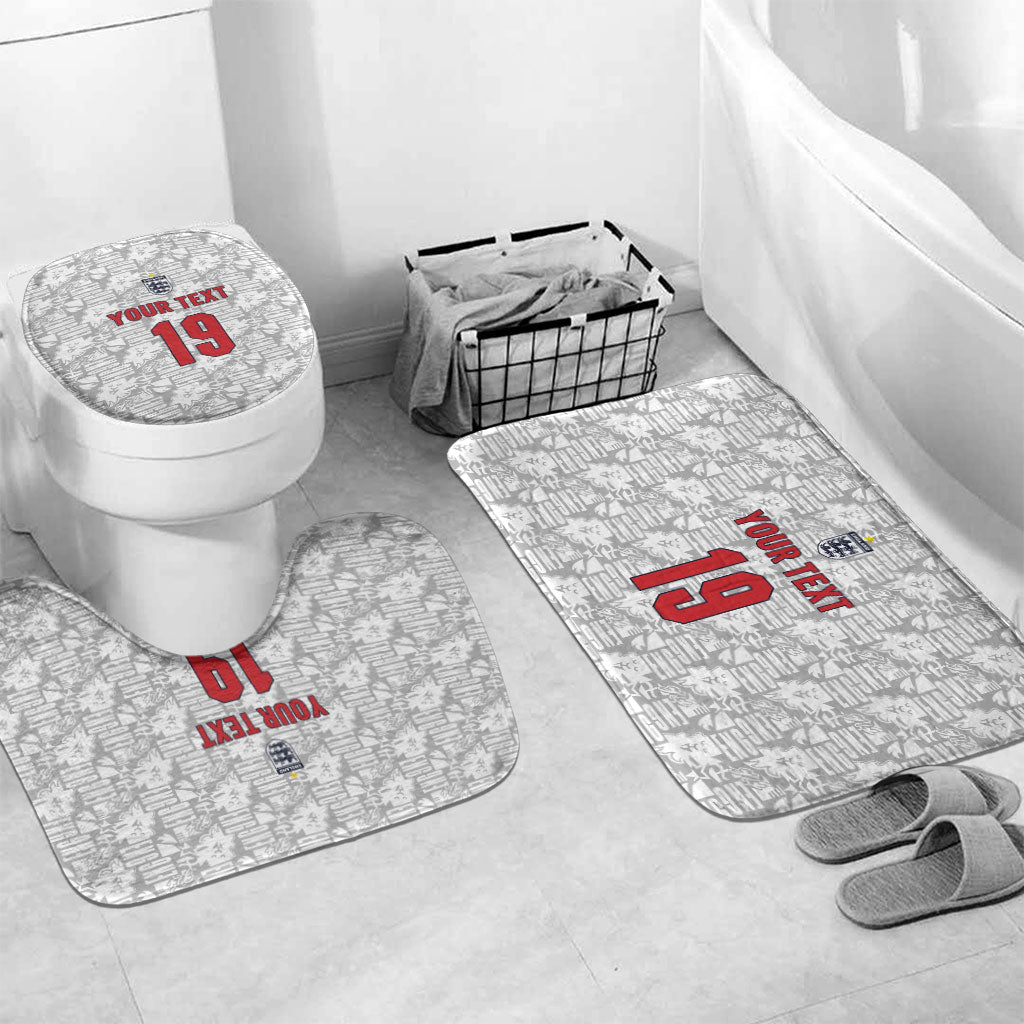 Custom World Football 2026 England Bathroom Set Three Lions Monogram White Glory