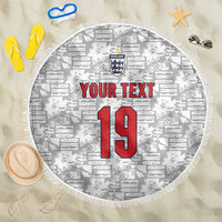 Custom World Football 2026 England Beach Blanket Three Lions Monogram White Glory