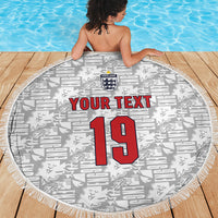 Custom World Football 2026 England Beach Blanket Three Lions Monogram White Glory