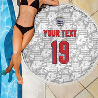 Custom World Football 2026 England Beach Blanket Three Lions Monogram White Glory