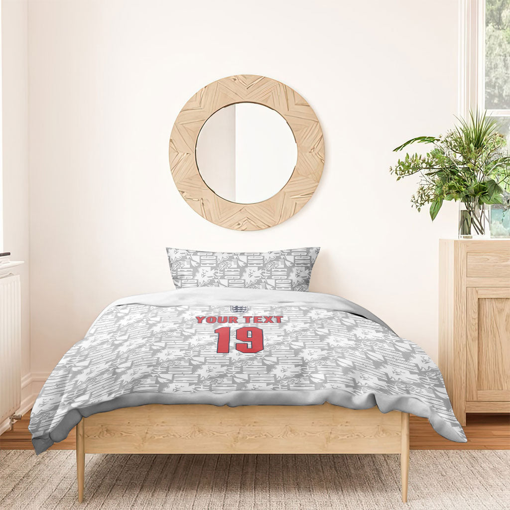 Custom World Football 2026 England Bedding Set Three Lions Monogram White Glory