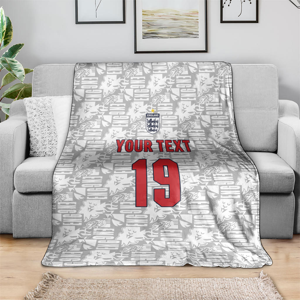 Custom World Football 2026 England Blanket Three Lions Monogram White Glory