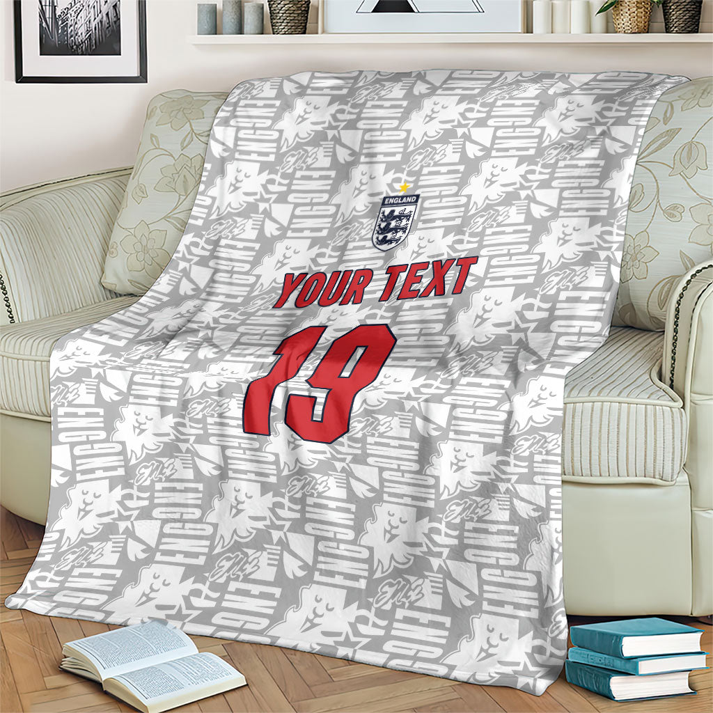 Custom World Football 2026 England Blanket Three Lions Monogram White Glory