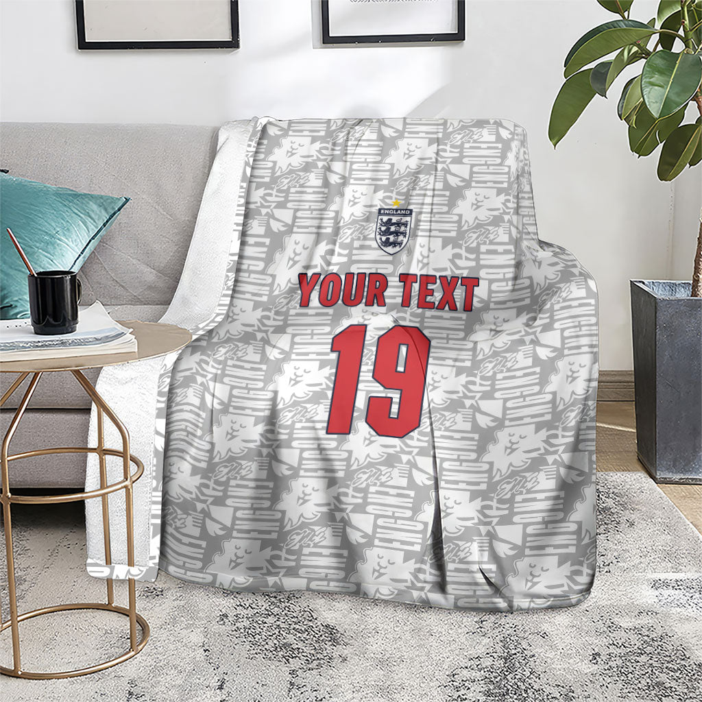Custom World Football 2026 England Blanket Three Lions Monogram White Glory