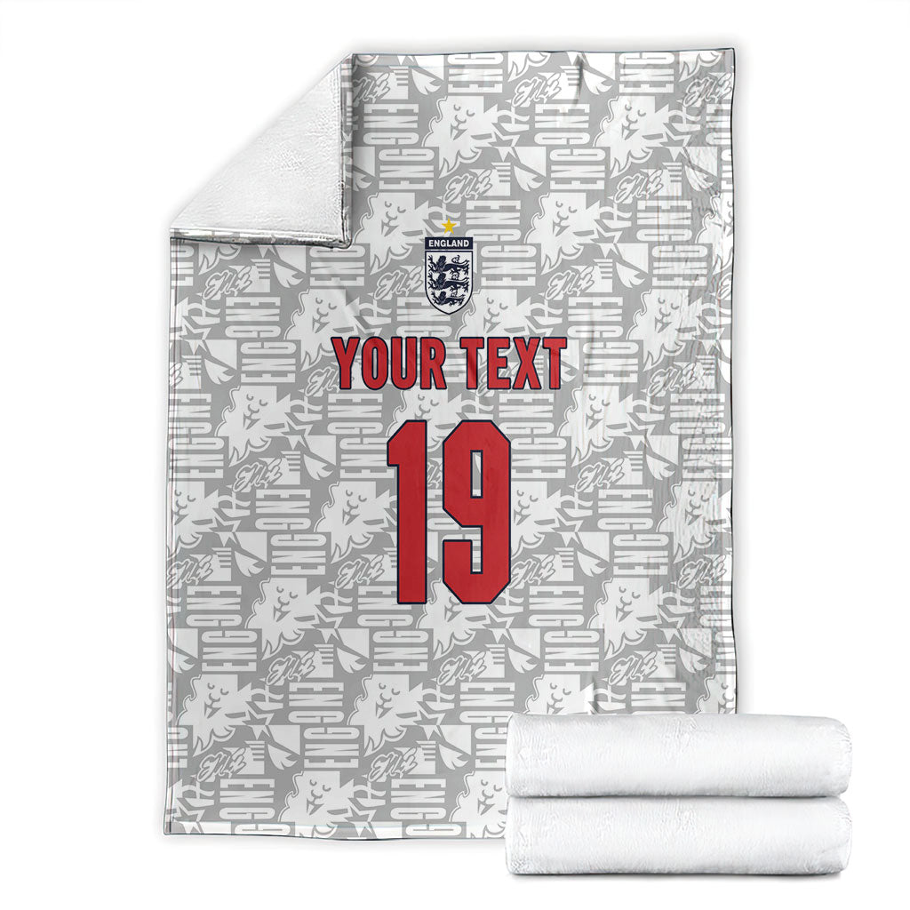 Custom World Football 2026 England Blanket Three Lions Monogram White Glory