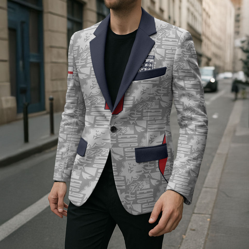 Custom World Football 2026 England Blazer Three Lions Monogram White Glory