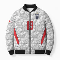 Custom World Football 2026 England Bomber Puffer Jacket Three Lions Monogram White Glory