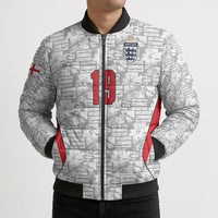 Custom World Football 2026 England Bomber Puffer Jacket Three Lions Monogram White Glory