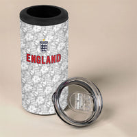 Custom World Football 2026 England 4 in 1 Can Cooler Tumbler Three Lions Monogram White Glory