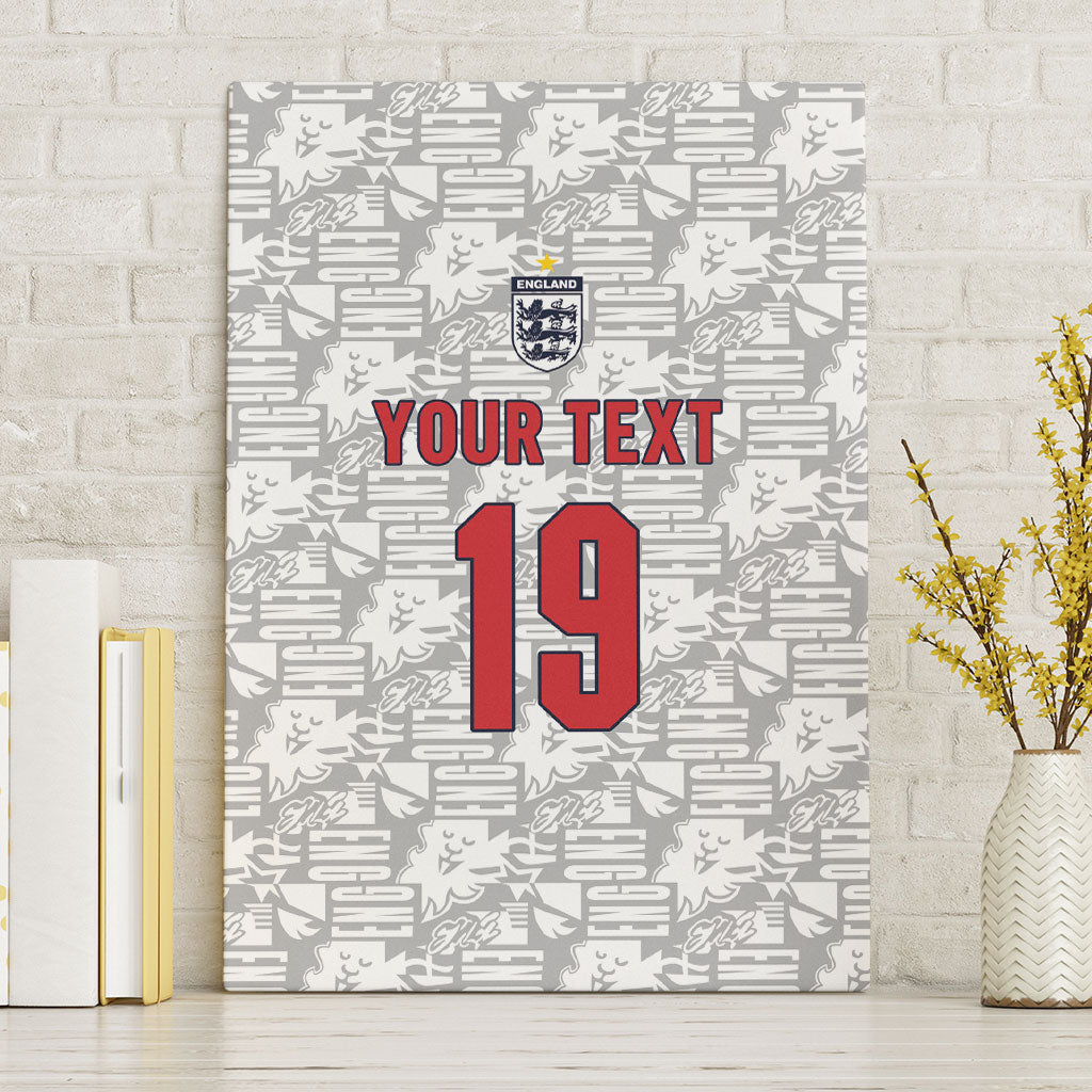 Custom World Football 2026 England Canvas Wall Art Three Lions Monogram White Glory