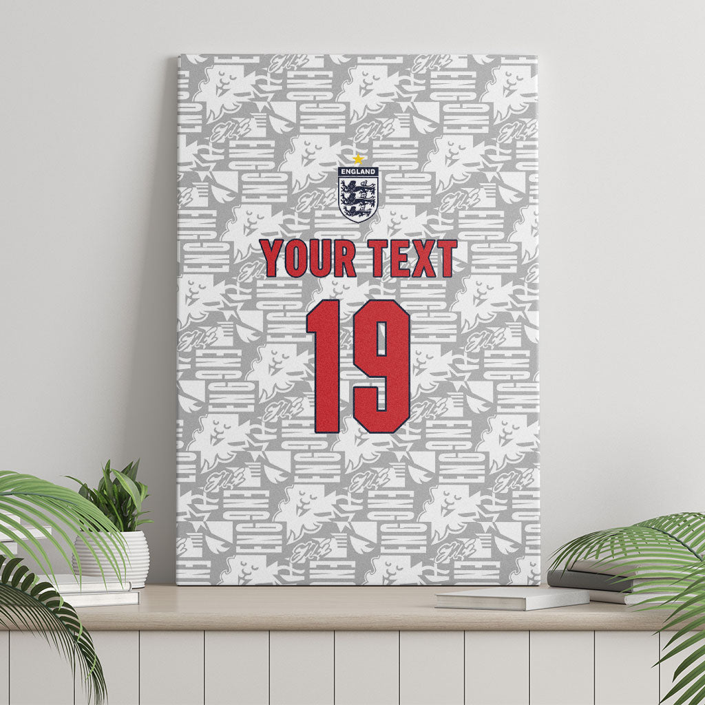 Custom World Football 2026 England Canvas Wall Art Three Lions Monogram White Glory