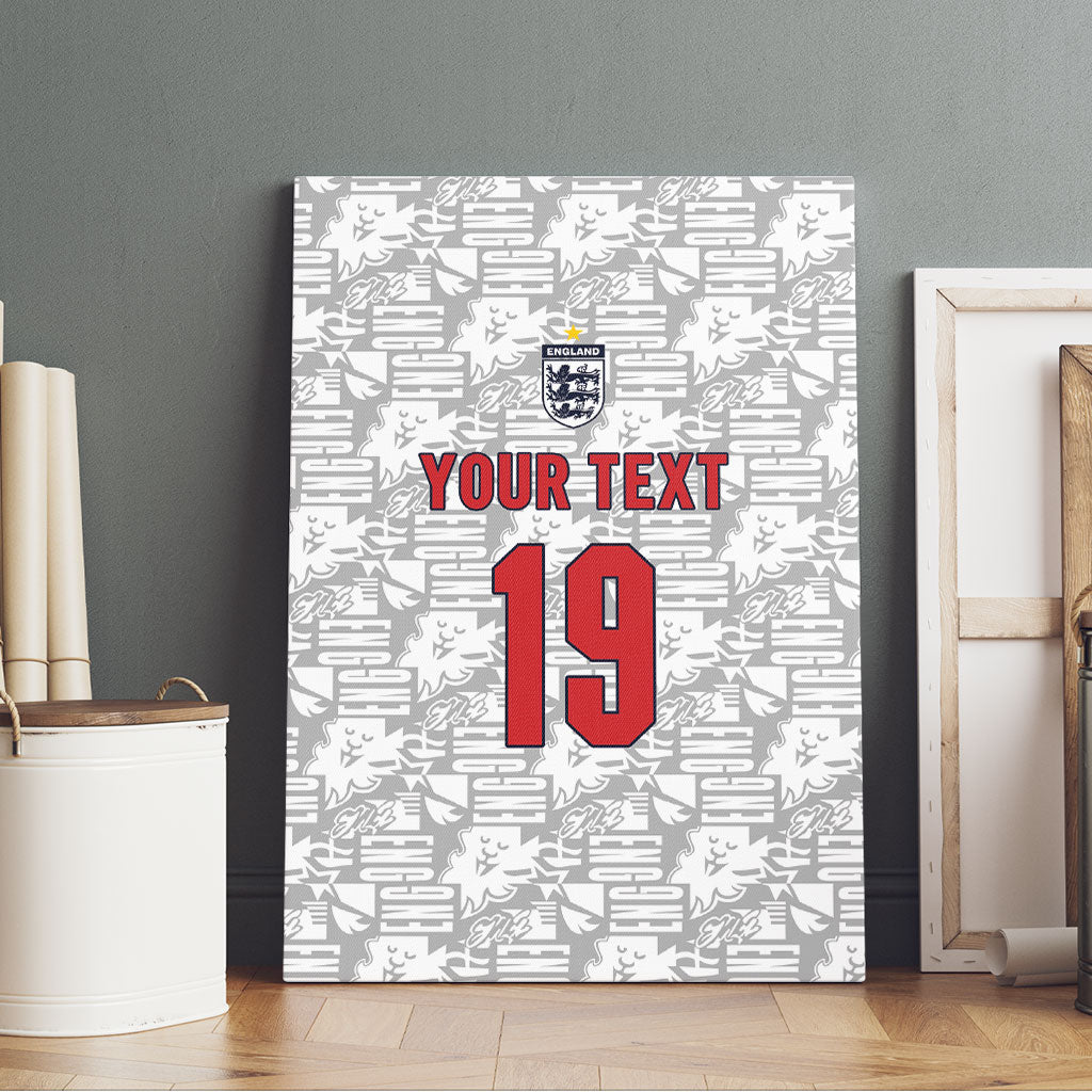 Custom World Football 2026 England Canvas Wall Art Three Lions Monogram White Glory