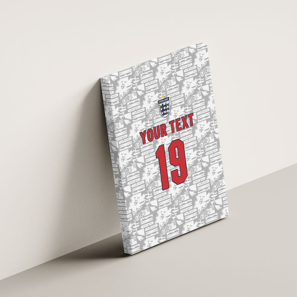 Custom World Football 2026 England Canvas Wall Art Three Lions Monogram White Glory