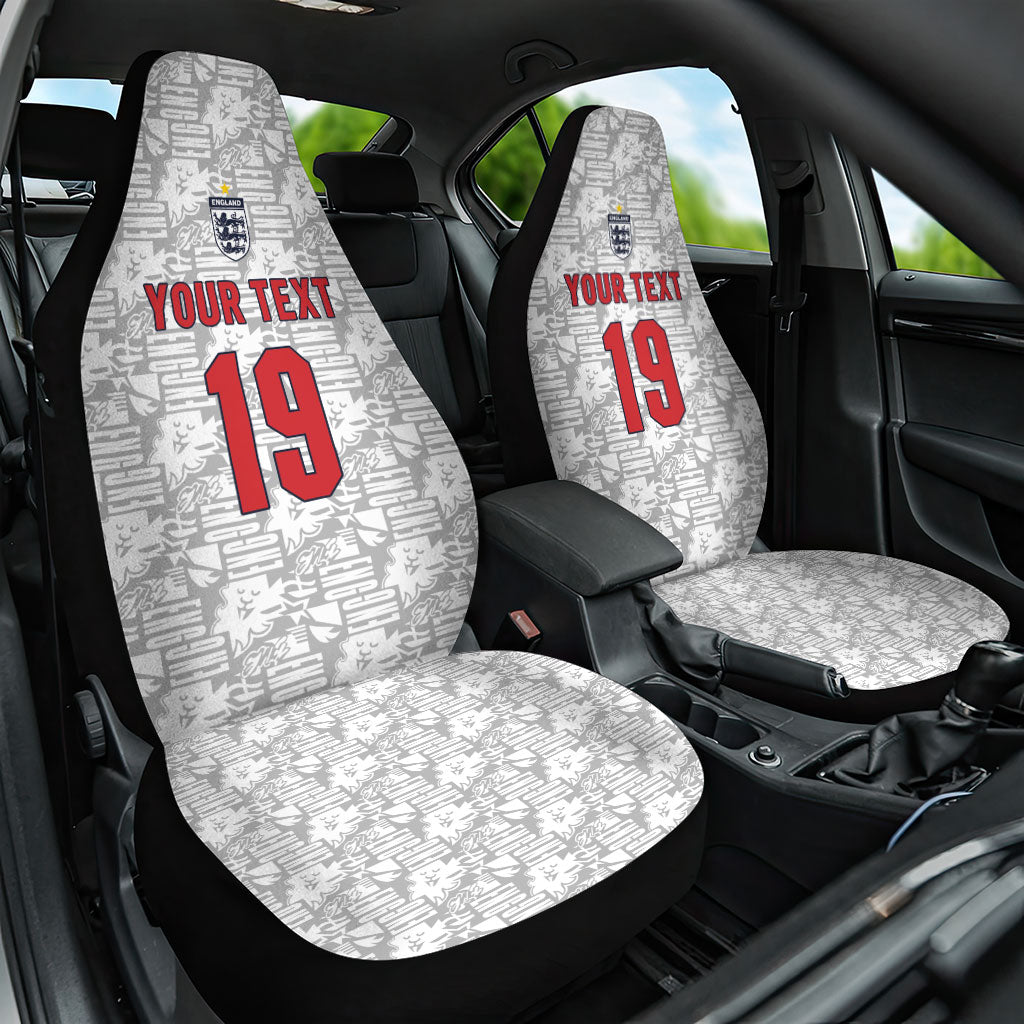 Custom World Football 2026 England Car Seat Cover Three Lions Monogram White Glory