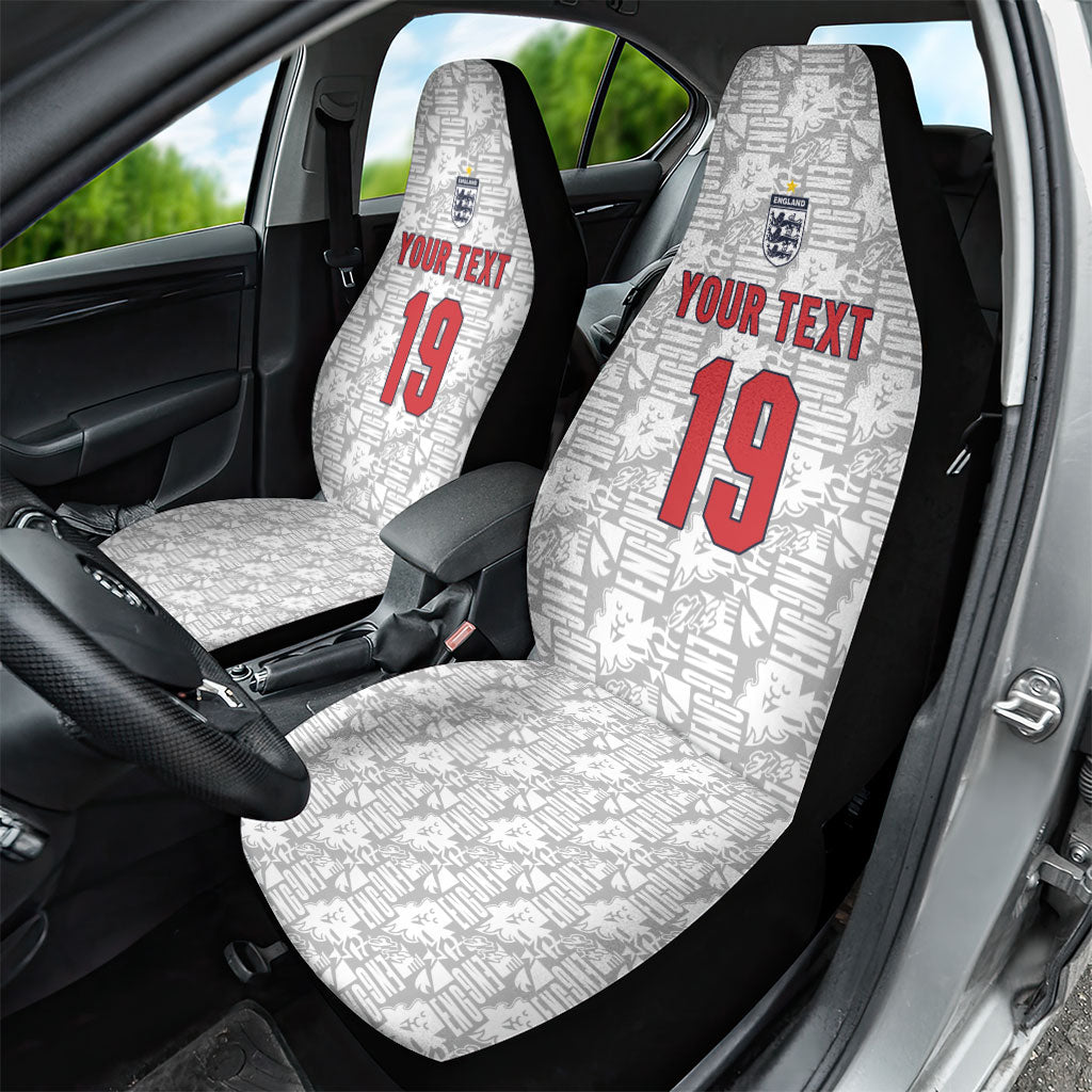 Custom World Football 2026 England Car Seat Cover Three Lions Monogram White Glory