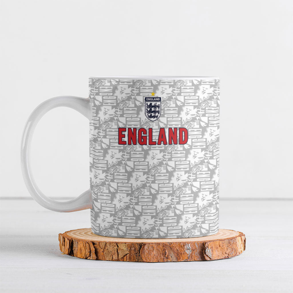 Custom World Football 2026 England Ceramic Mug Three Lions Monogram White Glory
