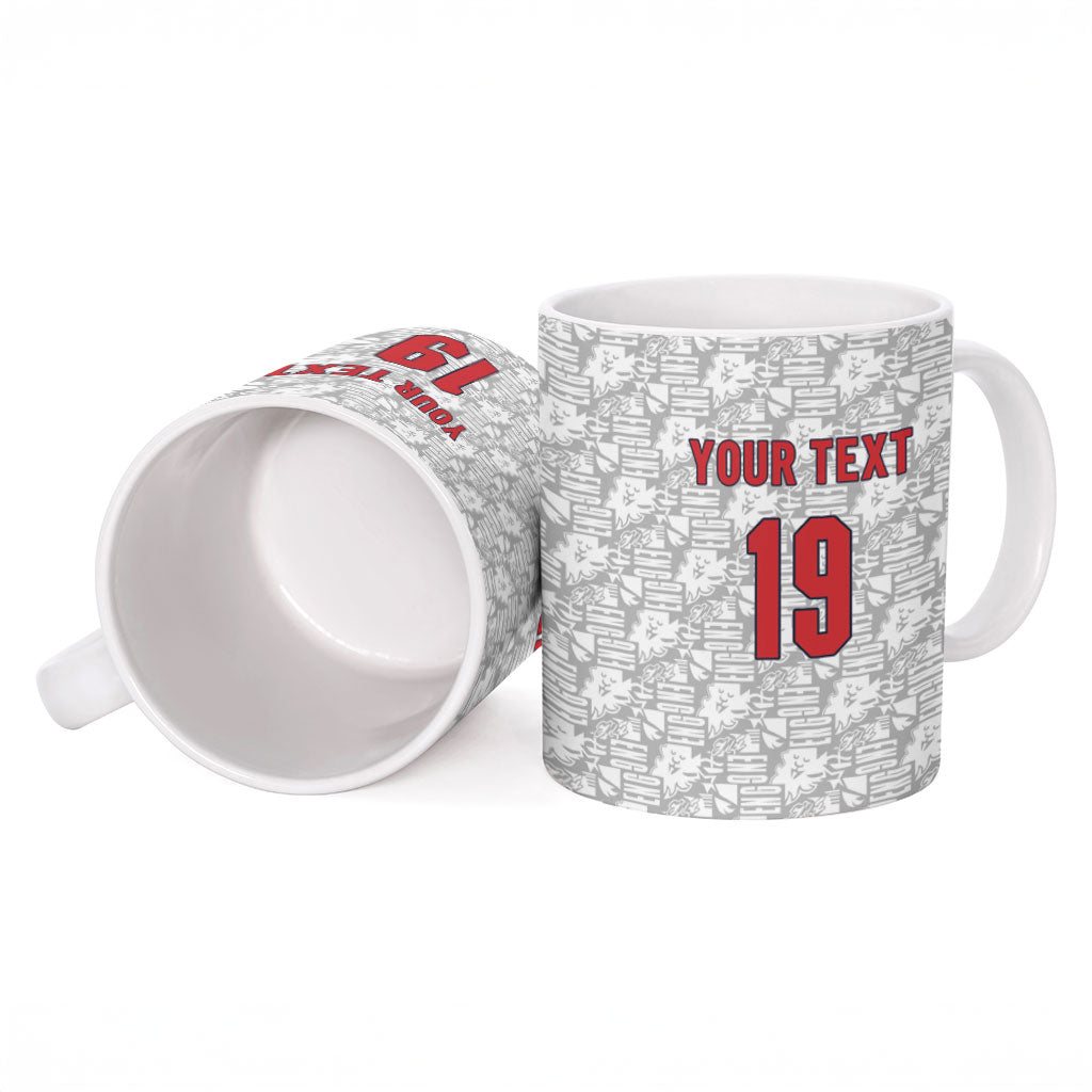 Custom World Football 2026 England Ceramic Mug Three Lions Monogram White Glory