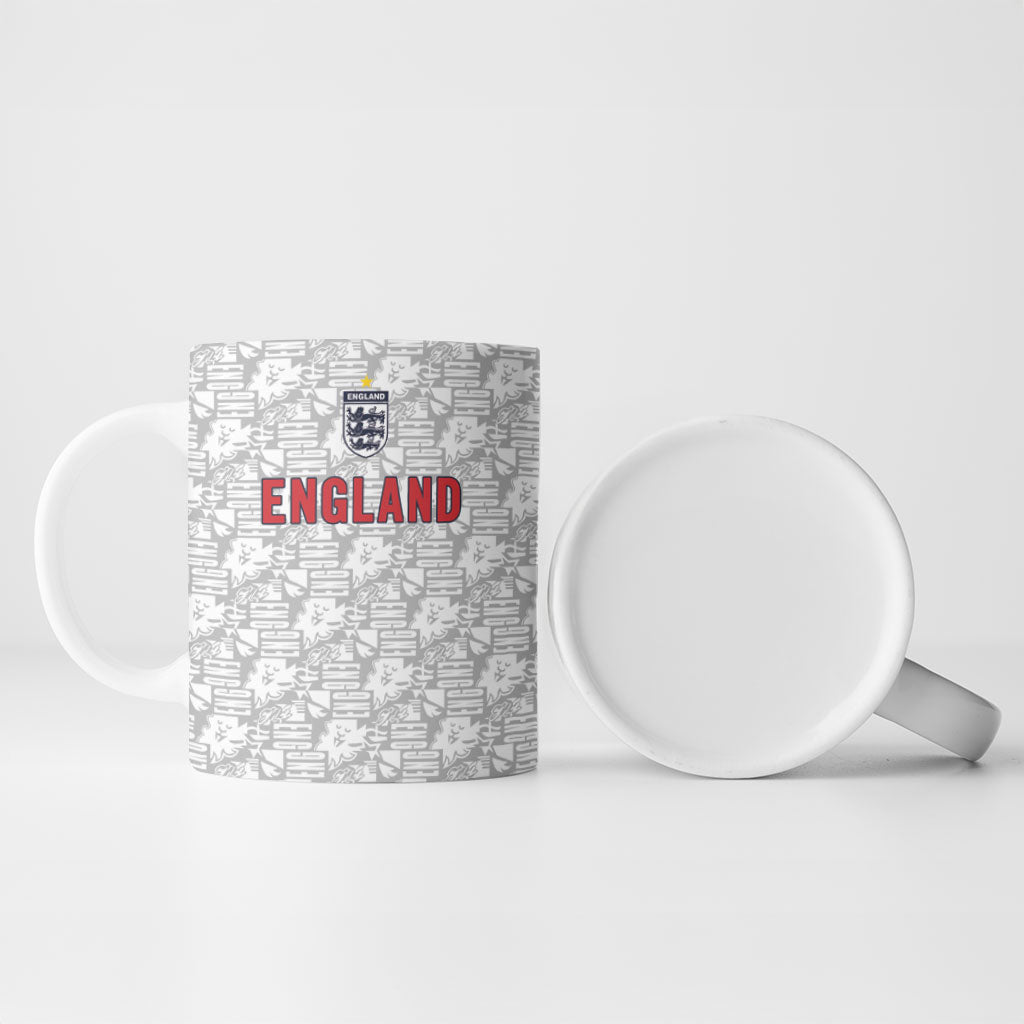Custom World Football 2026 England Ceramic Mug Three Lions Monogram White Glory