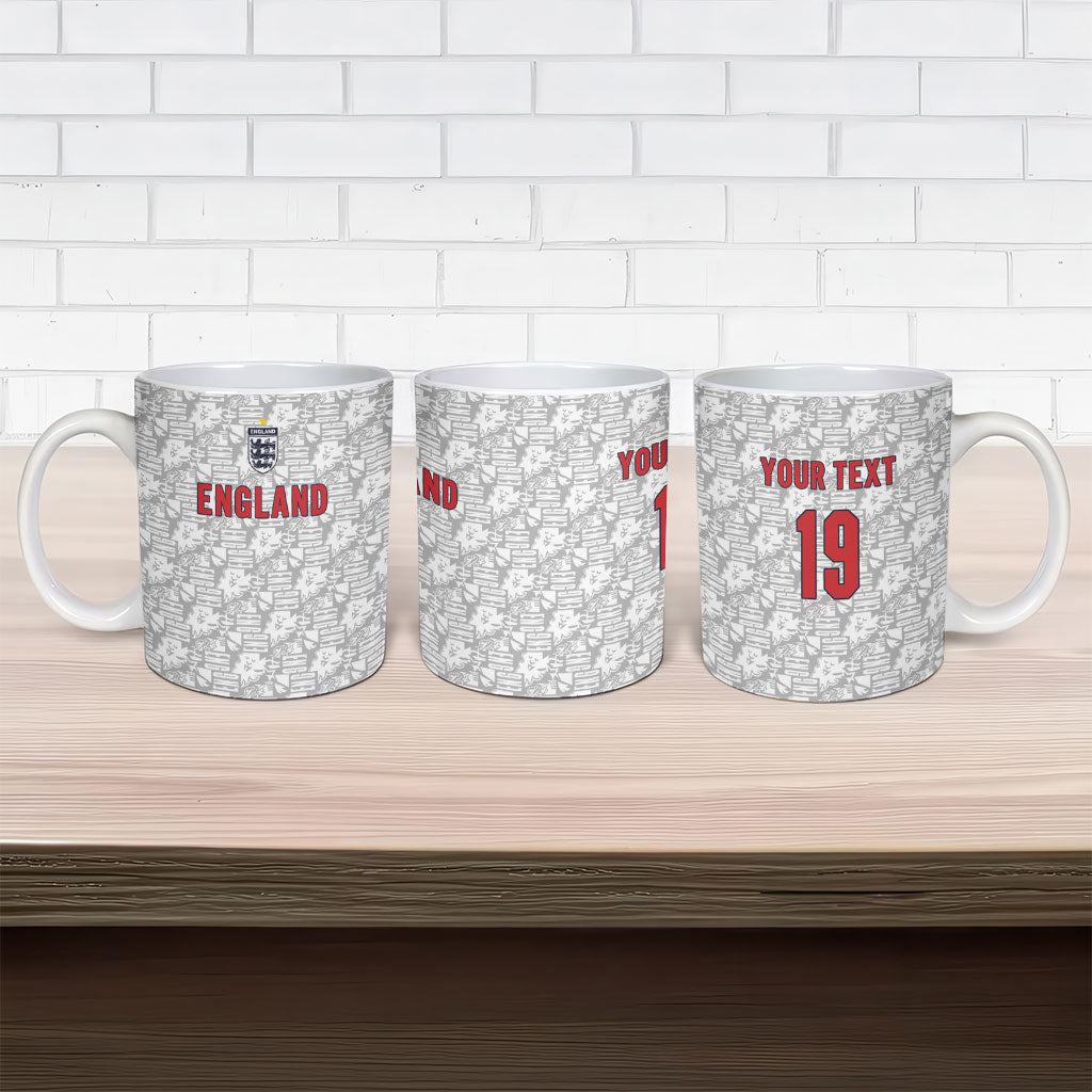 Custom World Football 2026 England Ceramic Mug Three Lions Monogram White Glory
