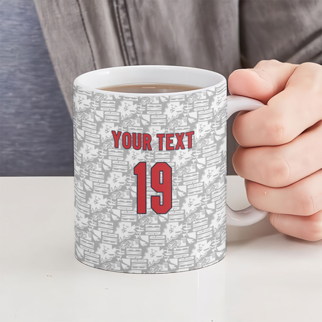 Custom World Football 2026 England Ceramic Mug Three Lions Monogram White Glory