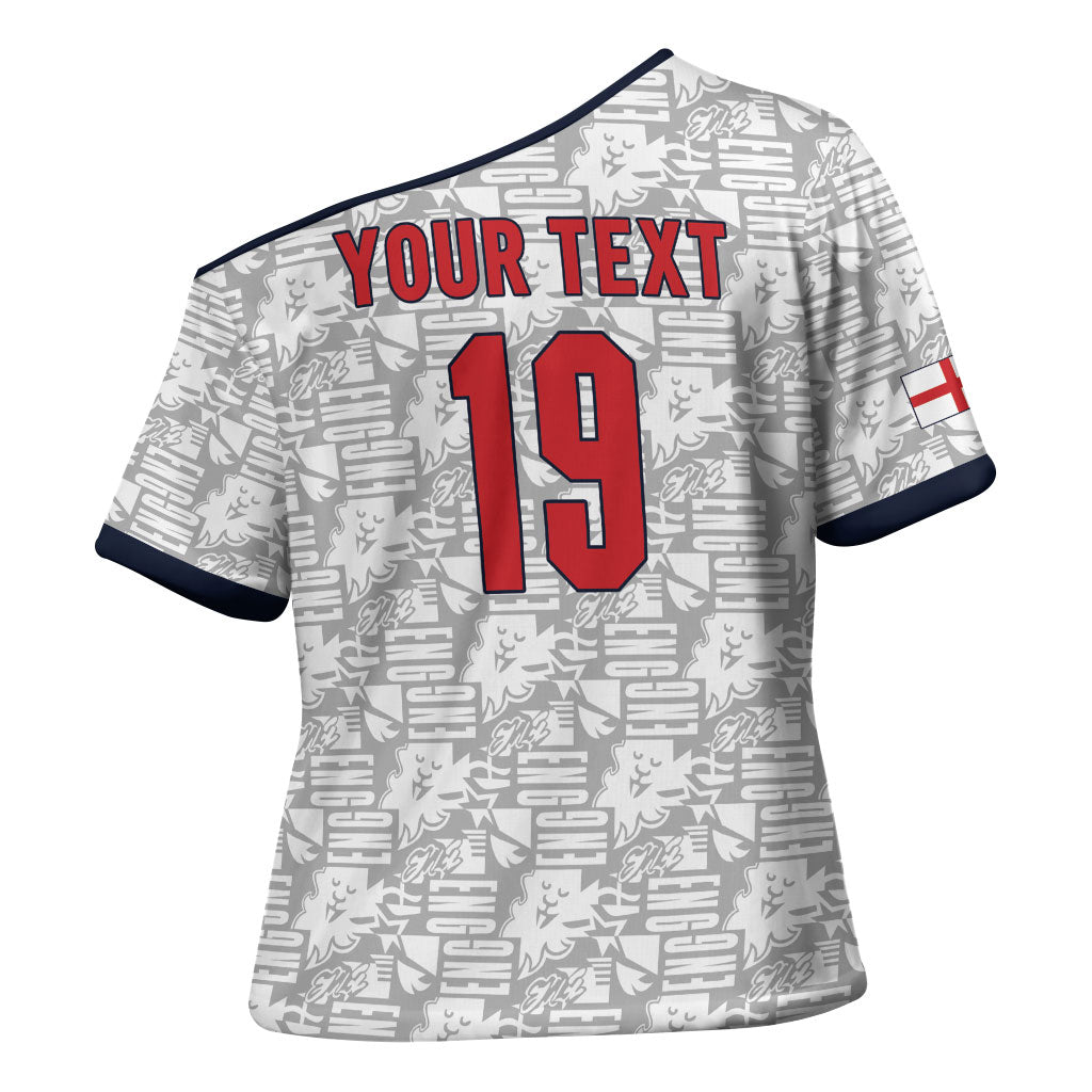 Custom World Football 2026 England Cross Shoulder Shirt Three Lions Monogram White Glory