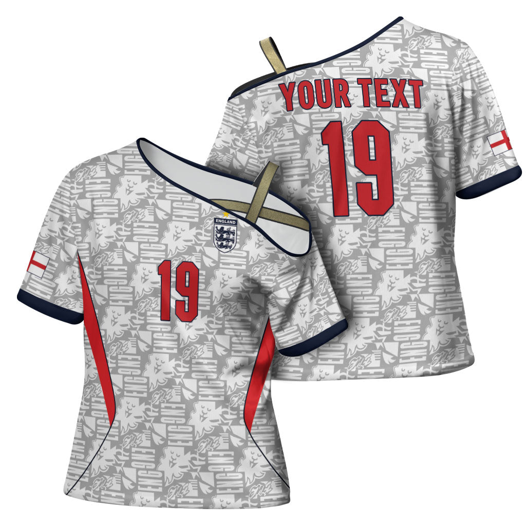 Custom World Football 2026 England Cross Shoulder Shirt Three Lions Monogram White Glory