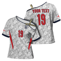 Custom World Football 2026 England Cross Shoulder Shirt Three Lions Monogram White Glory