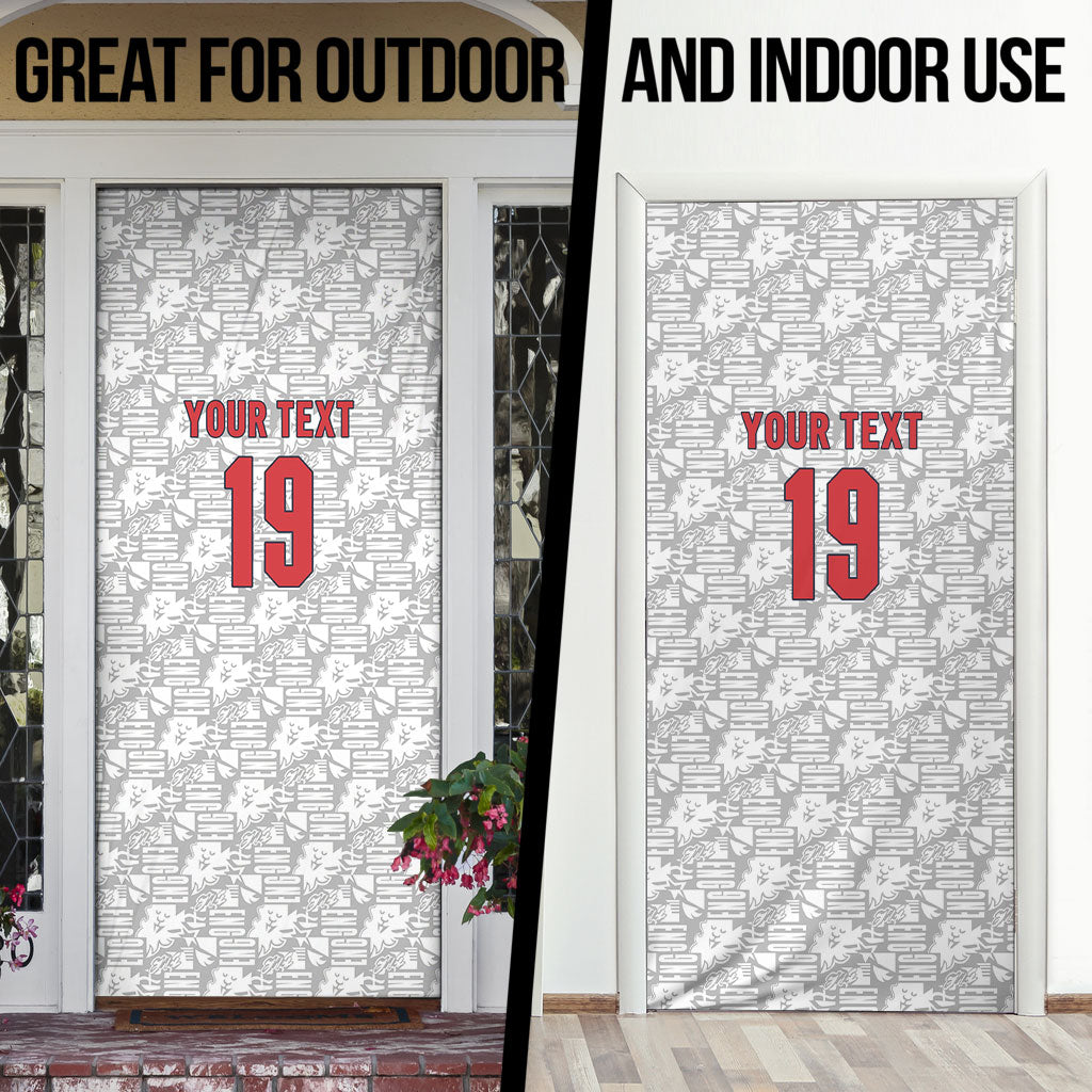 Custom World Football 2026 England Door Cover Three Lions Monogram White Glory