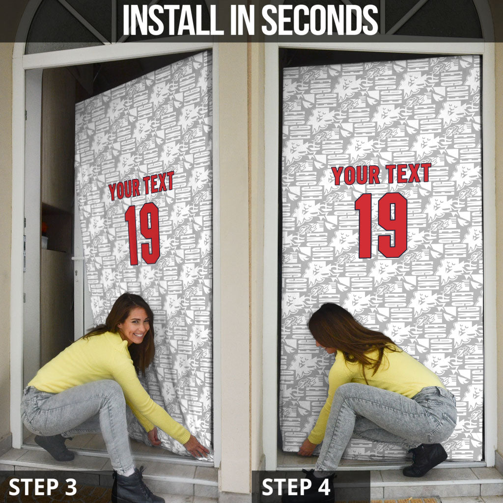 Custom World Football 2026 England Door Cover Three Lions Monogram White Glory