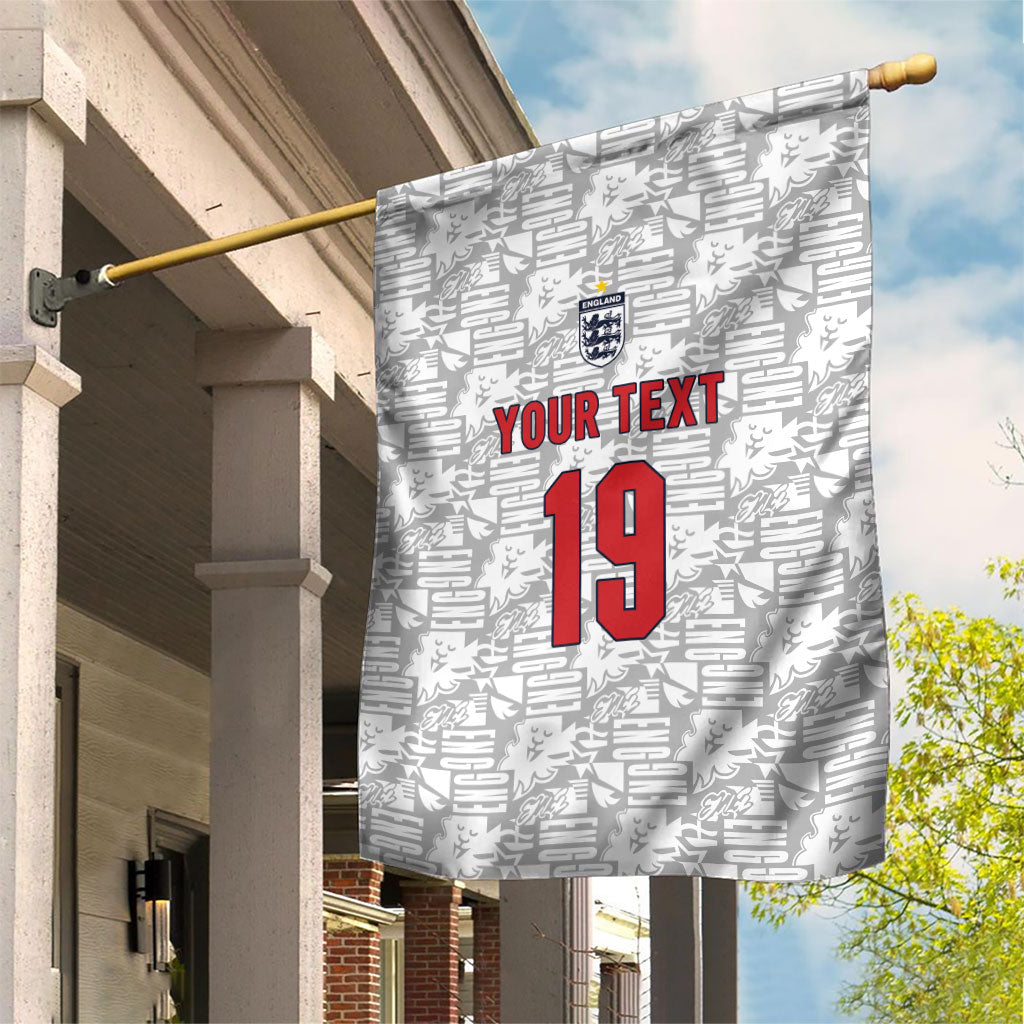 Custom World Football 2026 England Garden Flag Three Lions Monogram White Glory