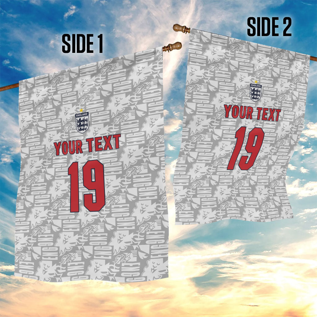 Custom World Football 2026 England Garden Flag Three Lions Monogram White Glory