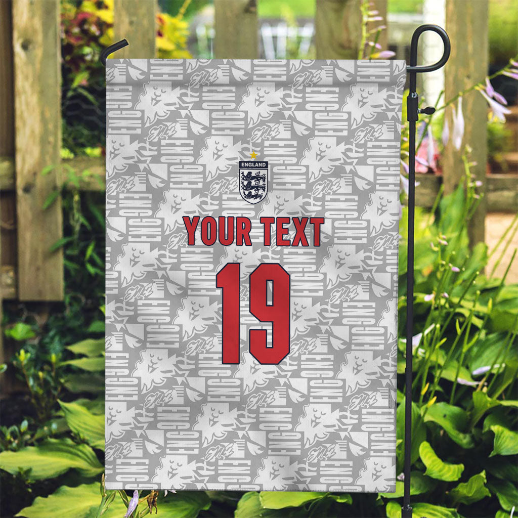 Custom World Football 2026 England Garden Flag Three Lions Monogram White Glory