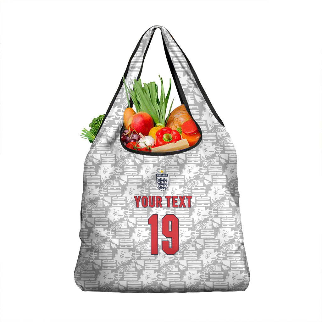 Custom World Football 2026 England Grocery Bag Three Lions Monogram White Glory